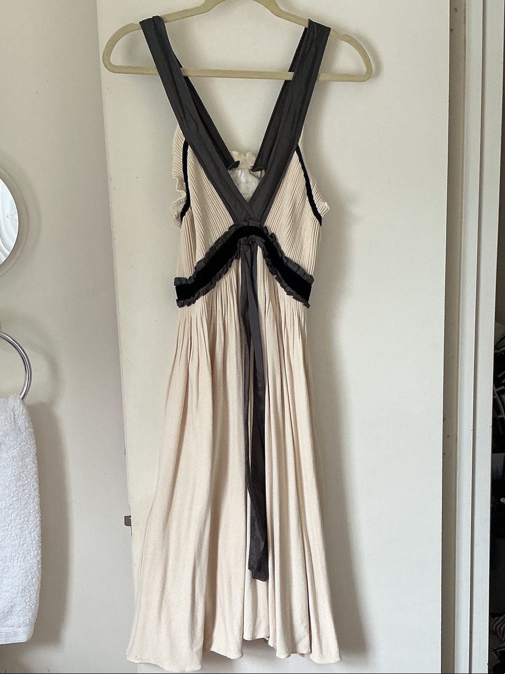 COVEN Cream Midi Dress with Black Trim